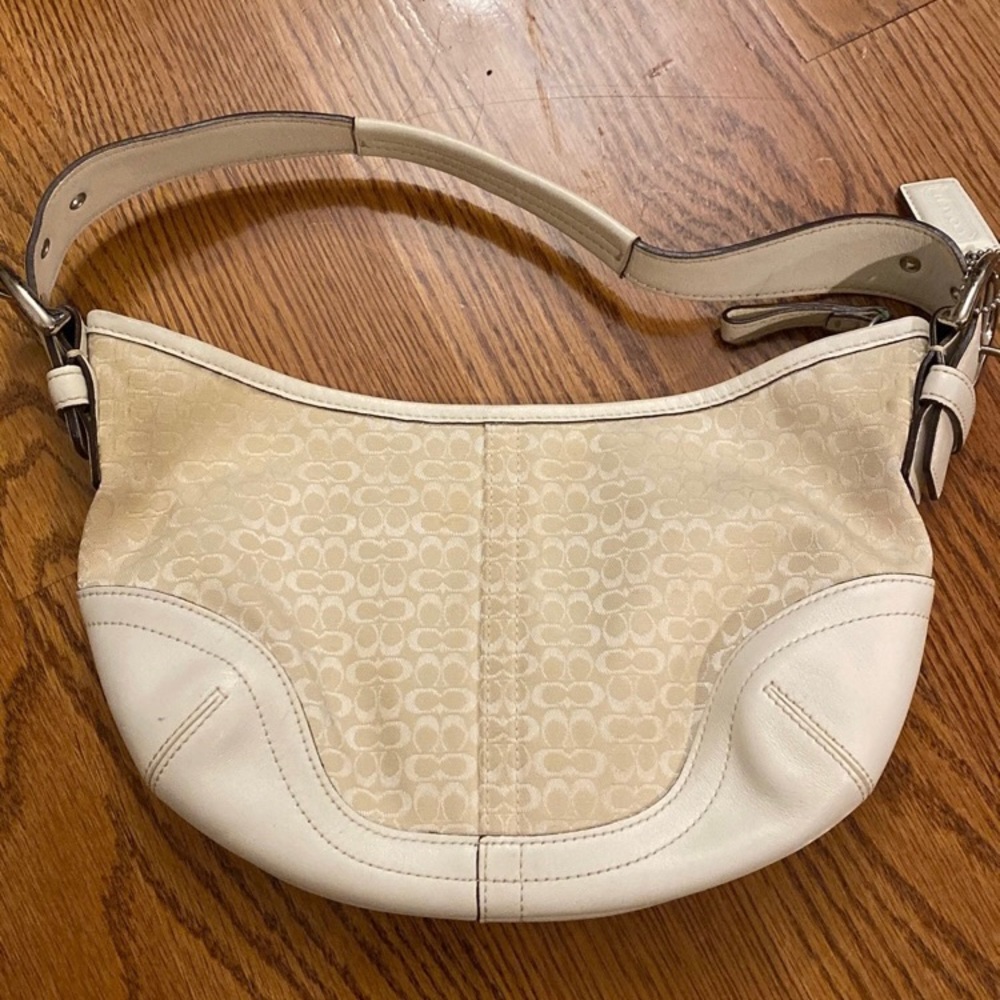 Coach mini signature canvas and leather hobo bag